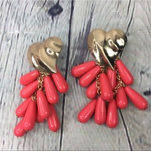 5/$25 pink heart cascading beaded earrings NWOT